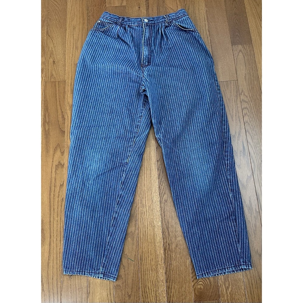 Vintage Gitano Jeans Women's 14 High Rise Pinstripe Denim Straight Leg Y2K 90s